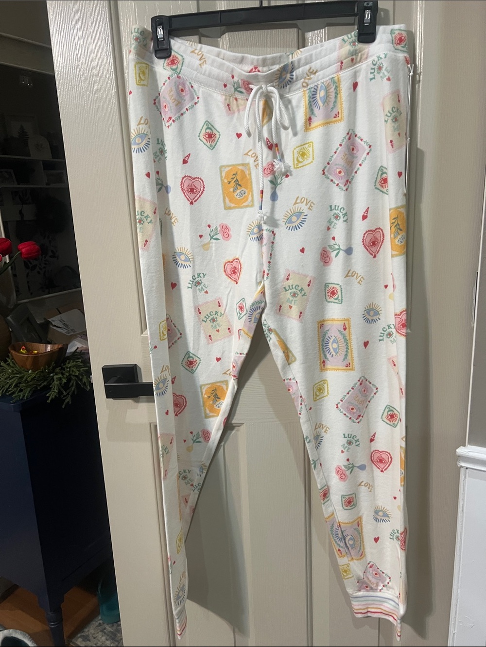PJ Salvage White Pajama Set with Pink, Yellow & Mint Tarot Prints - Picture 7 of 10